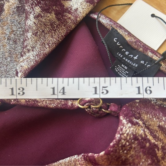 Burgundy Champagne Metallic Pink Burnt Velvet Maxi Slip Spaghetti Straps NWT - Picture 9 of 10